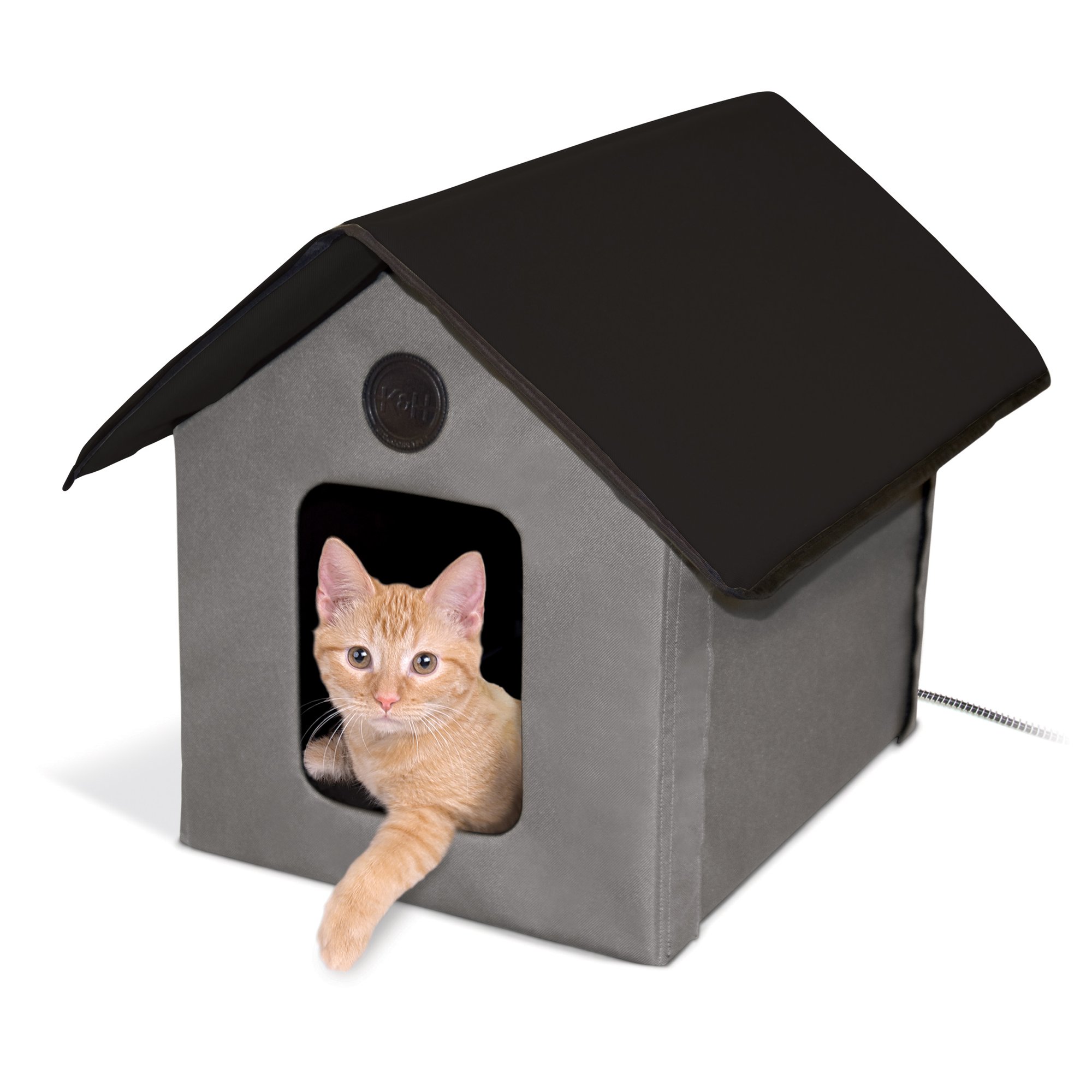 K&H Gray and Black Outdoor Heated Cat House Petco