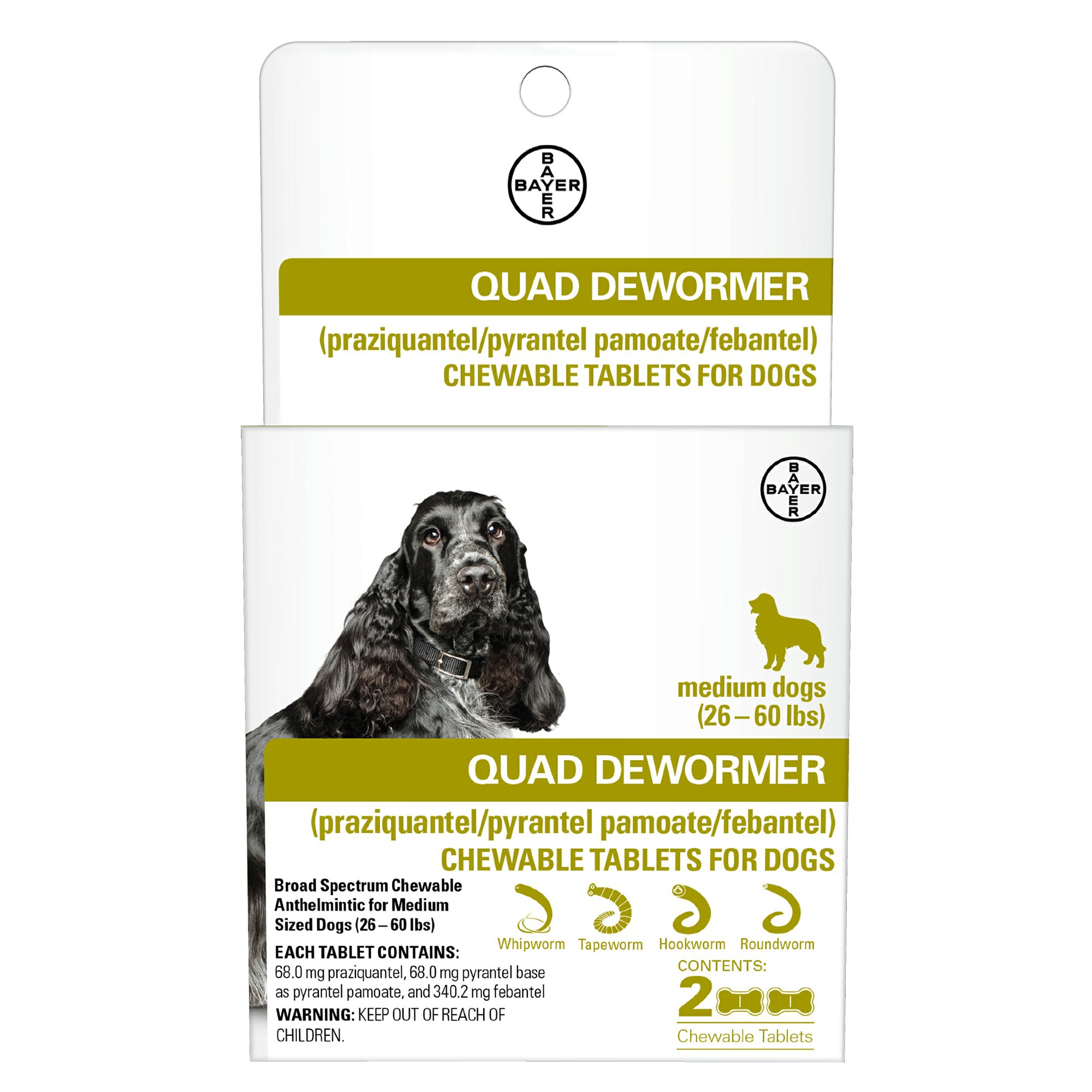 Bayer Quad Dewormer Tablets for Dogs 26 to 60 lbs. | Petco