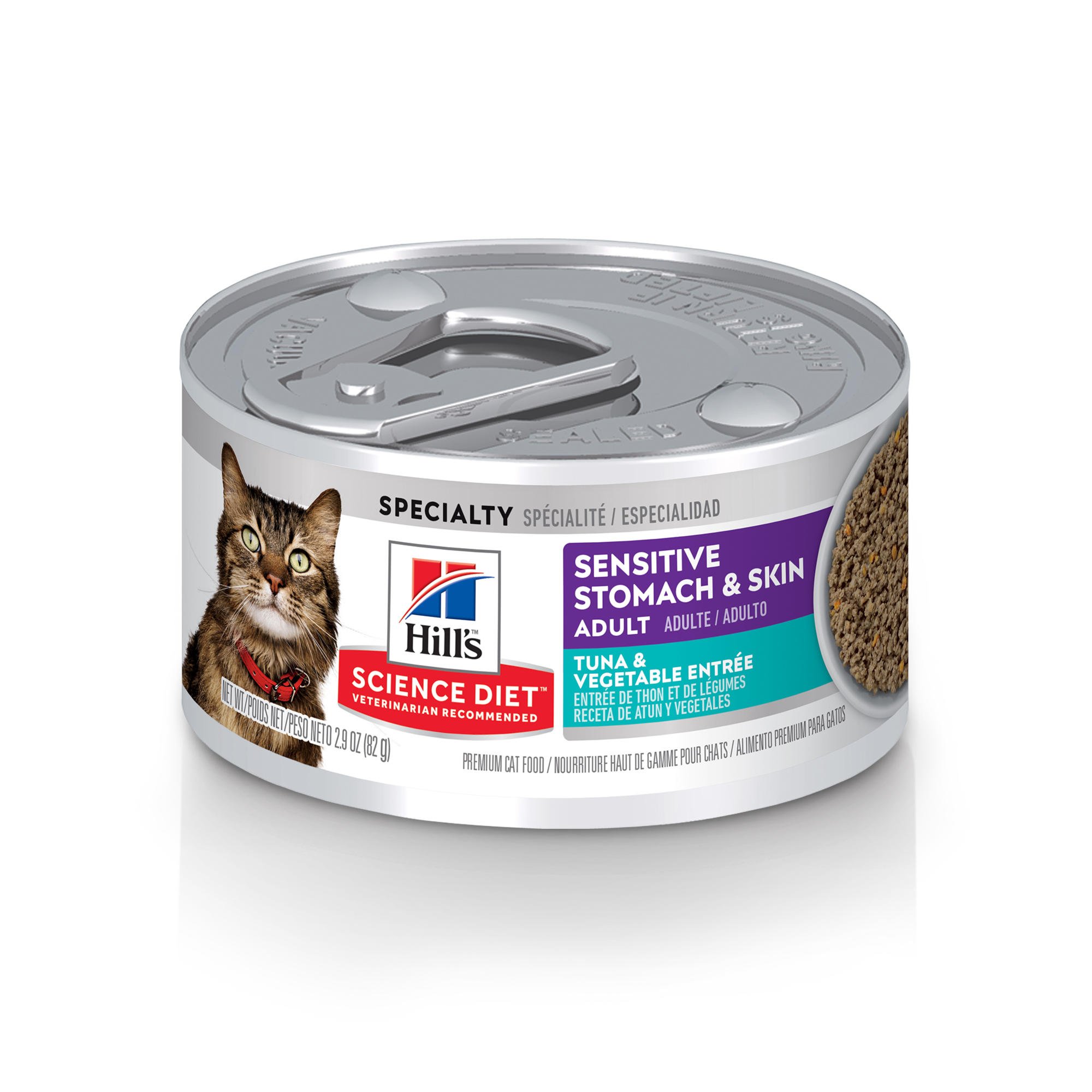 Hill's Science Diet Sensitive Stomach & Skin Tuna & Vegetable Entree Canned Wet Cat Food, 2.9 oz