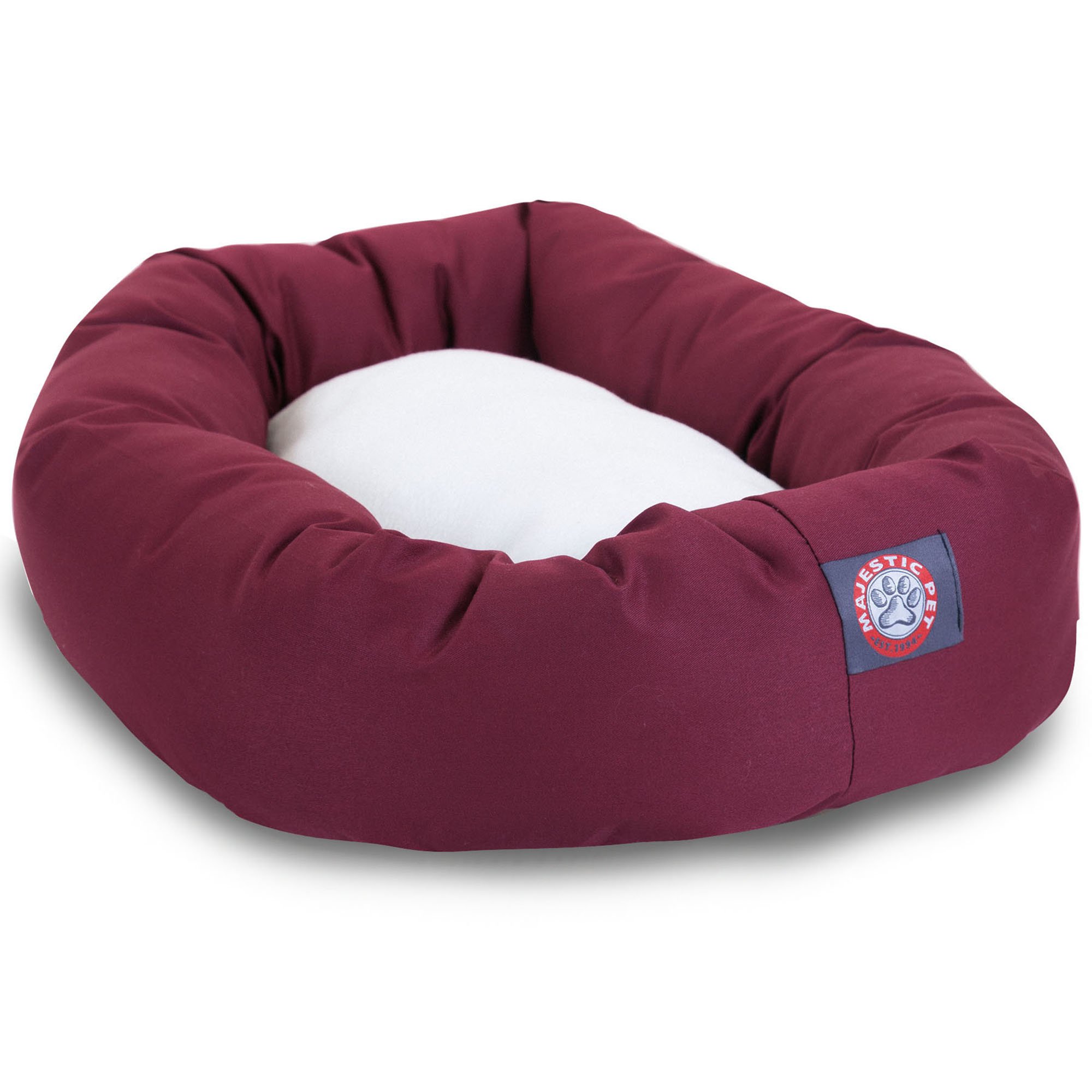 Majestic Pet Burgundy & Sherpa Bagel Bed Petco