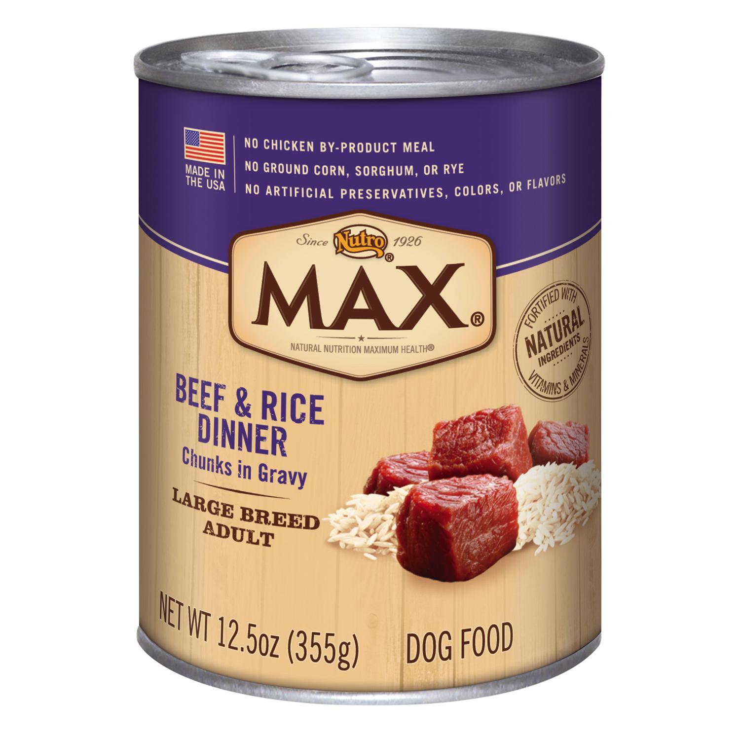 UPC 079105353168 product image for Nutro MAX Chunks Beef & Rice Large Breed Adult Canned Dog Food in Gravy (12.5 oz | upcitemdb.com