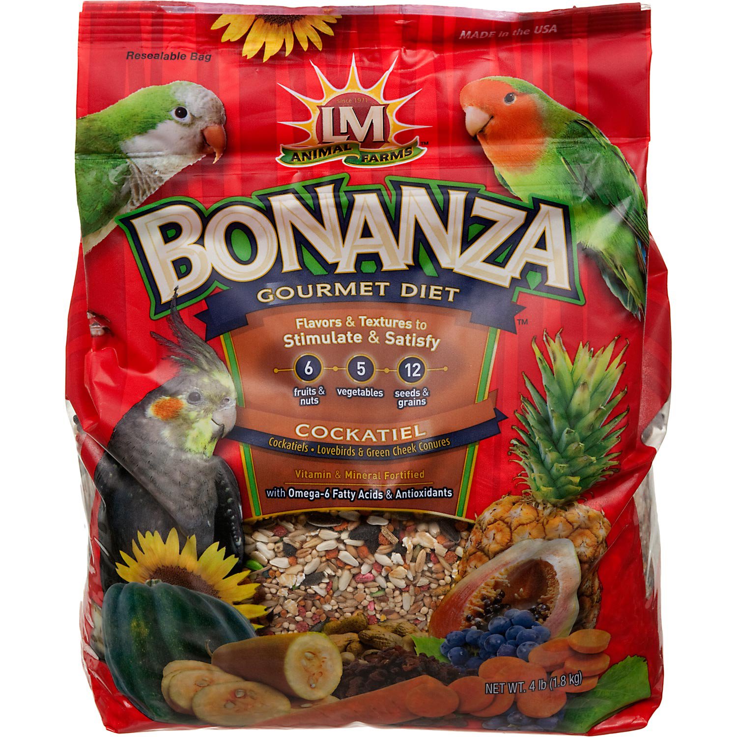 LM Animal Farms Bonanza Gourmet Diet Cockatiel Bird Food ...