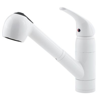 White Pfirst Series 1 Handle Pull Out Kitchen Faucet G133 10WW