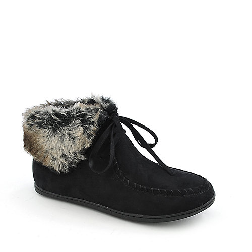 Bamboo Sidony-14 womens flat fur ankle boot