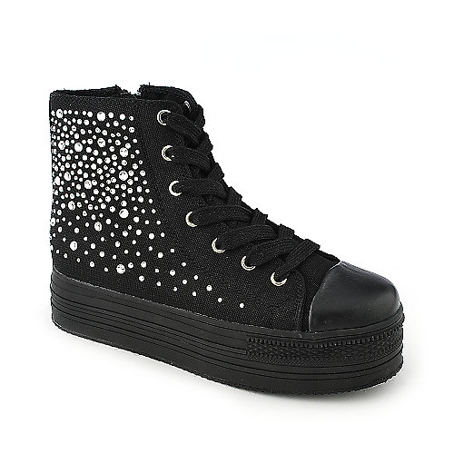 Shiekh Womens Toni-S black platform lace up sneaker | Shiekh Shoes