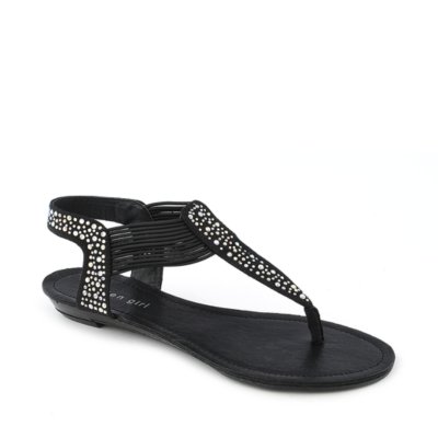 Madden Girl Tanduum black flat thong t-strap sandals