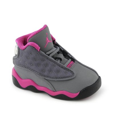 Jordan 13 Retro (TD) toddler grey and pink athletic basketball sneaker