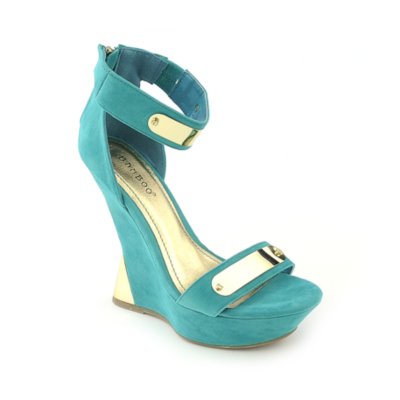 Bamboo Nicole-08 turquoise platform wedge dress shoe