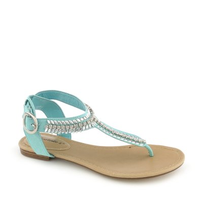 Breckelle's Stacy-43 mint green flat jeweled thong sandal
