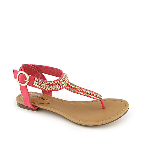 Breckelle's Stacy-43 pink flat jeweled thong sandal