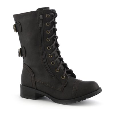 Soda Dome-H Women's Dark Brown Combat Boot | Shiekh Shoes