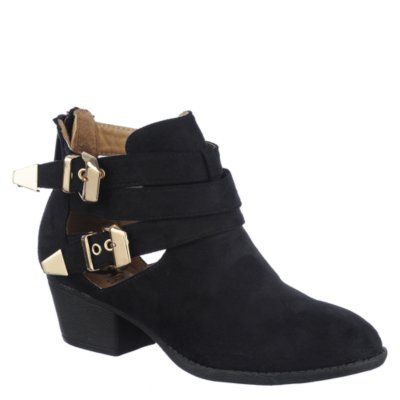 Shiekh Double Belted Women's Black Ankle Bootie | Shiekhshoes