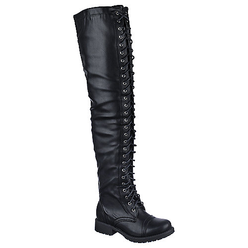Buy Shiekh Womens PK-Thigh low heel combat thigh high boots | Shiekhshoes