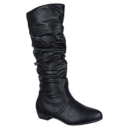 Buy Bamboo Dita-01 womens black low heel riding boots | Shiekhshoes