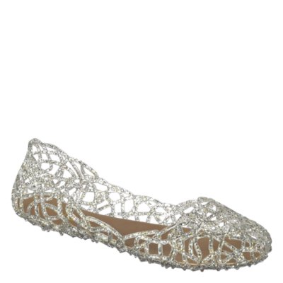 Glaze Womens Alaska-1 silver glitter slip on jelly flat | Shiekh Shoes