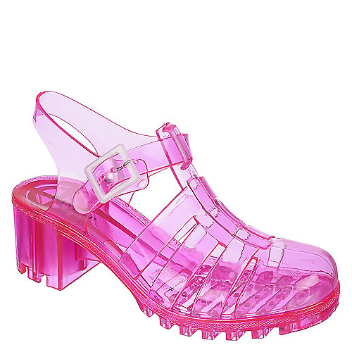 Wanted Gumball Womens Pink Jelly Caged Strappy Heel Casual Sandal