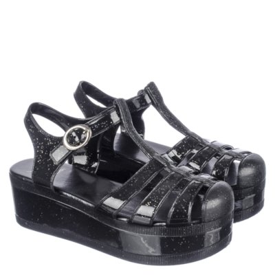 Shiekh Disco-01 Women's Black Platform Jelly Sandal | Shiekh Shoes