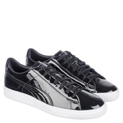 puma basket black patent leather