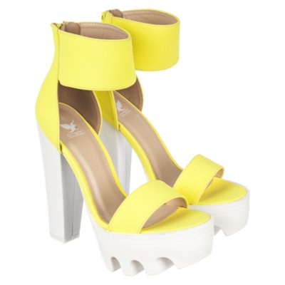 Shiekh Vive 04 Women's Neon Yellow Chunky Platform Heel | Shiekh Shoes