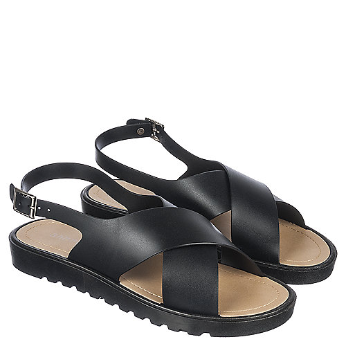 Bamboo Putter-01 Women's Black Flat Sandal | Shiekh Shoes
