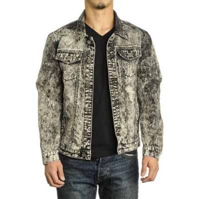 Grindhouse Ripped Denim Men's Black Jacket Shiekh Shoes