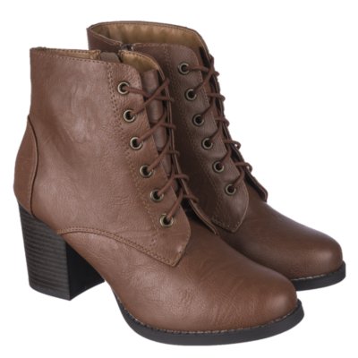 Women's Low Heel Lace-Up Boot Korman-S Cognac | Shiekh Shoes