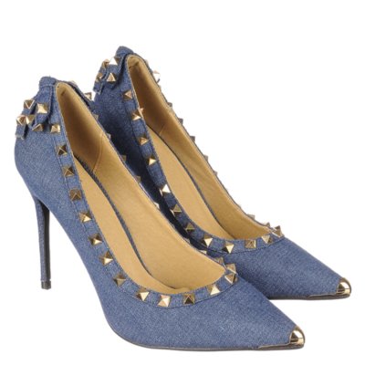 Women's Studded Denim High Heel Mandi07 Shiekh Shoes