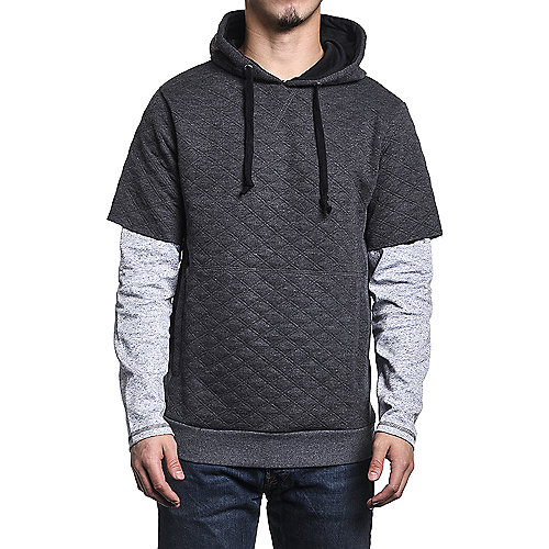 Men's Quilted Double Sleeve Hoodie Grey | Shiekh Shoes