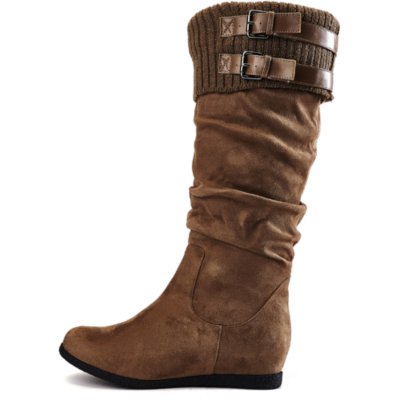 Women's Delta-04 Flat Mid-Calf Boot Taupe | Shiekh Shoes