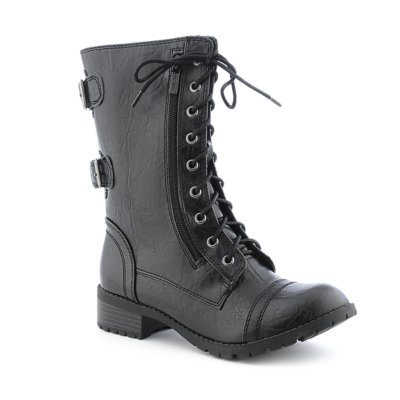 Soda Dome-H Women's Black Combat Boot | Shiekh Shoes