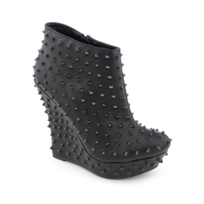 spiked chunky heel booties