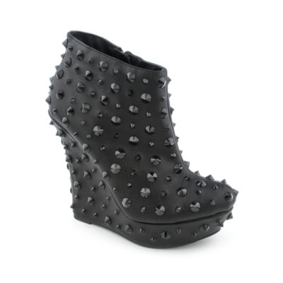 Shiekh Womens 002 Black Studded Ankle Wedge Booties | Shiekh Shoes