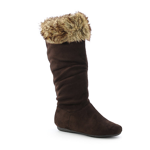 Diva Lounge Moss-01 Women's Brown Fur Lined Knee High Boots | Shiekh Shoes