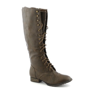 Breckelle's Outlaw-13 Women's Brown Knee High Combat Boot | Shiekh Shoes