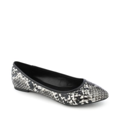 Shiekh Sadler-S Women's Black/White Snake Skin Slip On Flats | Shiekh Shoes