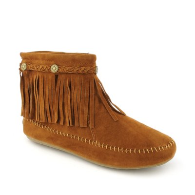 Women's Tan Fringe Ankle Boot Cherokee-01 | Shiekh Shoes