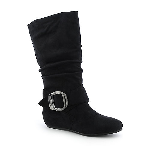 Shiekh Candies-76A Women's Black Mid-Calf Suede Boot | Shiekh Shoes