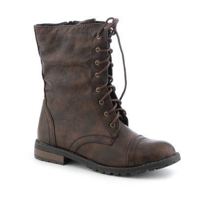 Buy Shiekh Womens PK-04 Brown Mid Calf Combat Boots | Shiekh Shoes