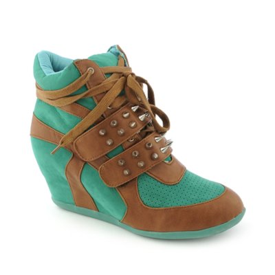 Privileged Womens Mod green casual sneaker wedge | Shiekh Shoes