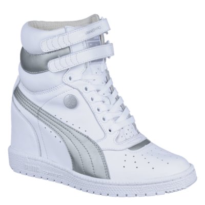 Puma Womens My-66 white casual lace up sneaker wedge | Shiekh Shoes