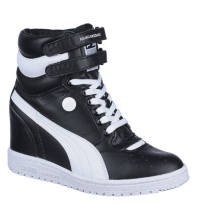 Puma Womens My-66 black casual lace up sneaker wedge | Shiekh Shoes