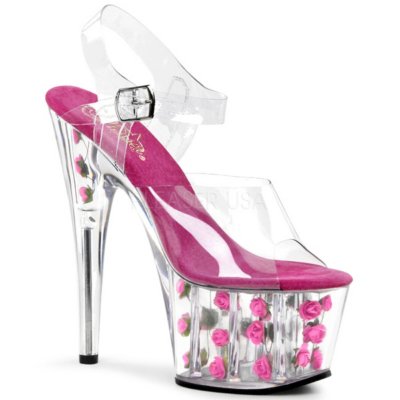 Pleaser Adore-708 FL pink and clear platform high heel dress shoe