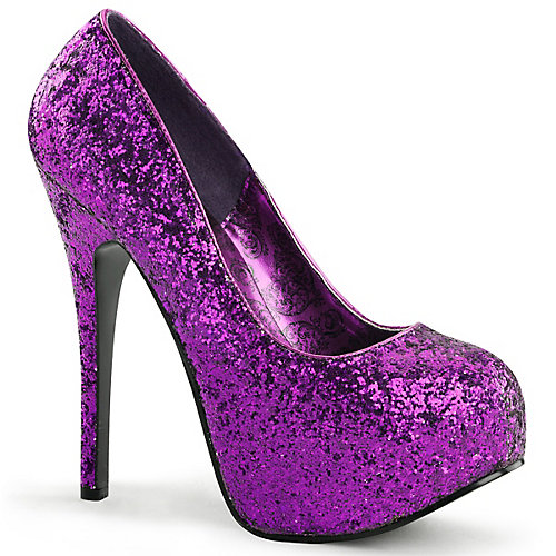 Buy Bordello Womens Teeze-06G glitter platform high heel pump dress shoe