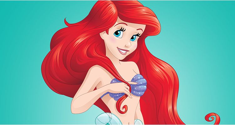 アリエル　メガネケース　美人　ディズニー　プリンセス　赤髪　グリーンドレス　人魚