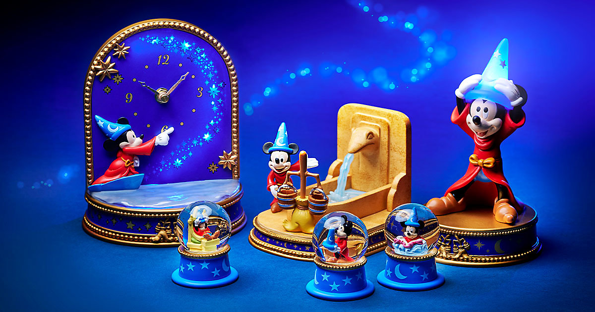 ディズニー　ミッキーマウス　ファンタジア　魔法使いの弟子　ライトアップ　置き時計