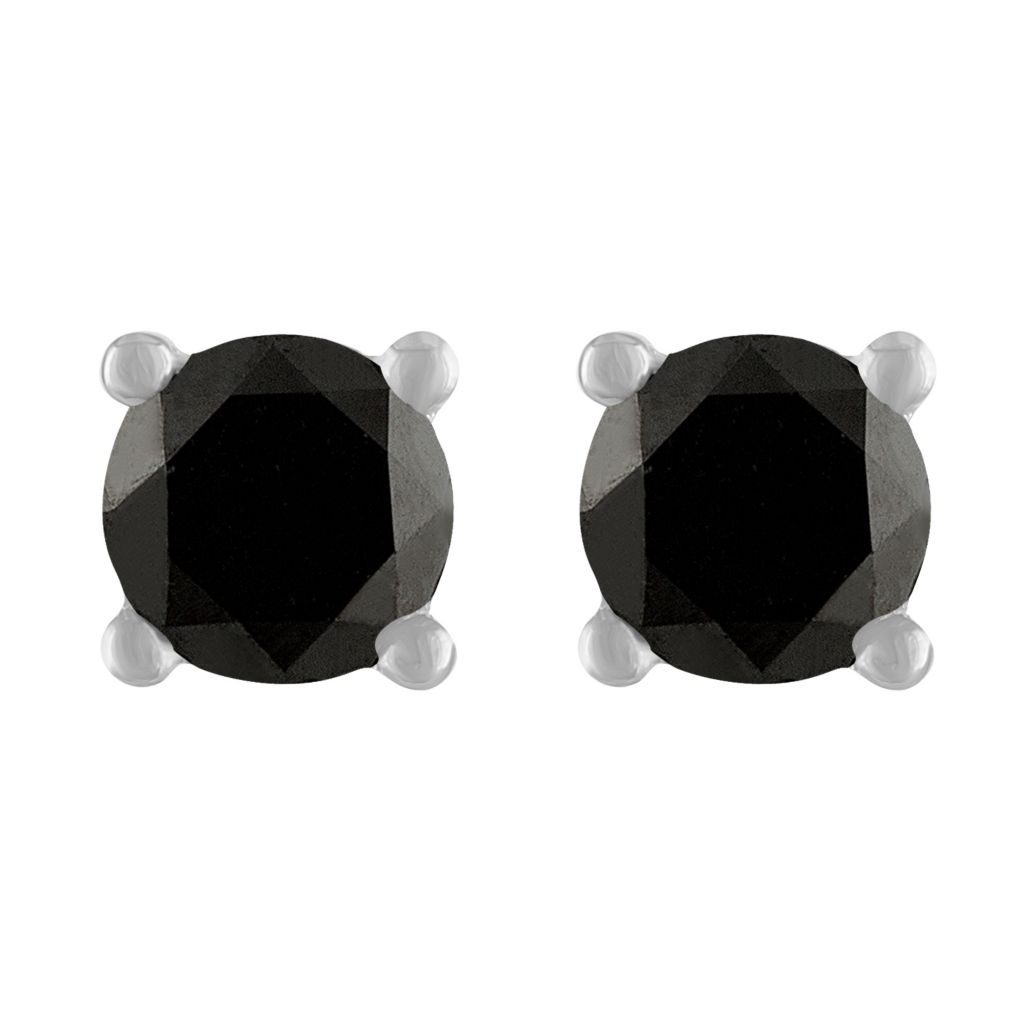 Prism 14k White Gold 0 75ctw Midnight Black Diamond Stud Earrings