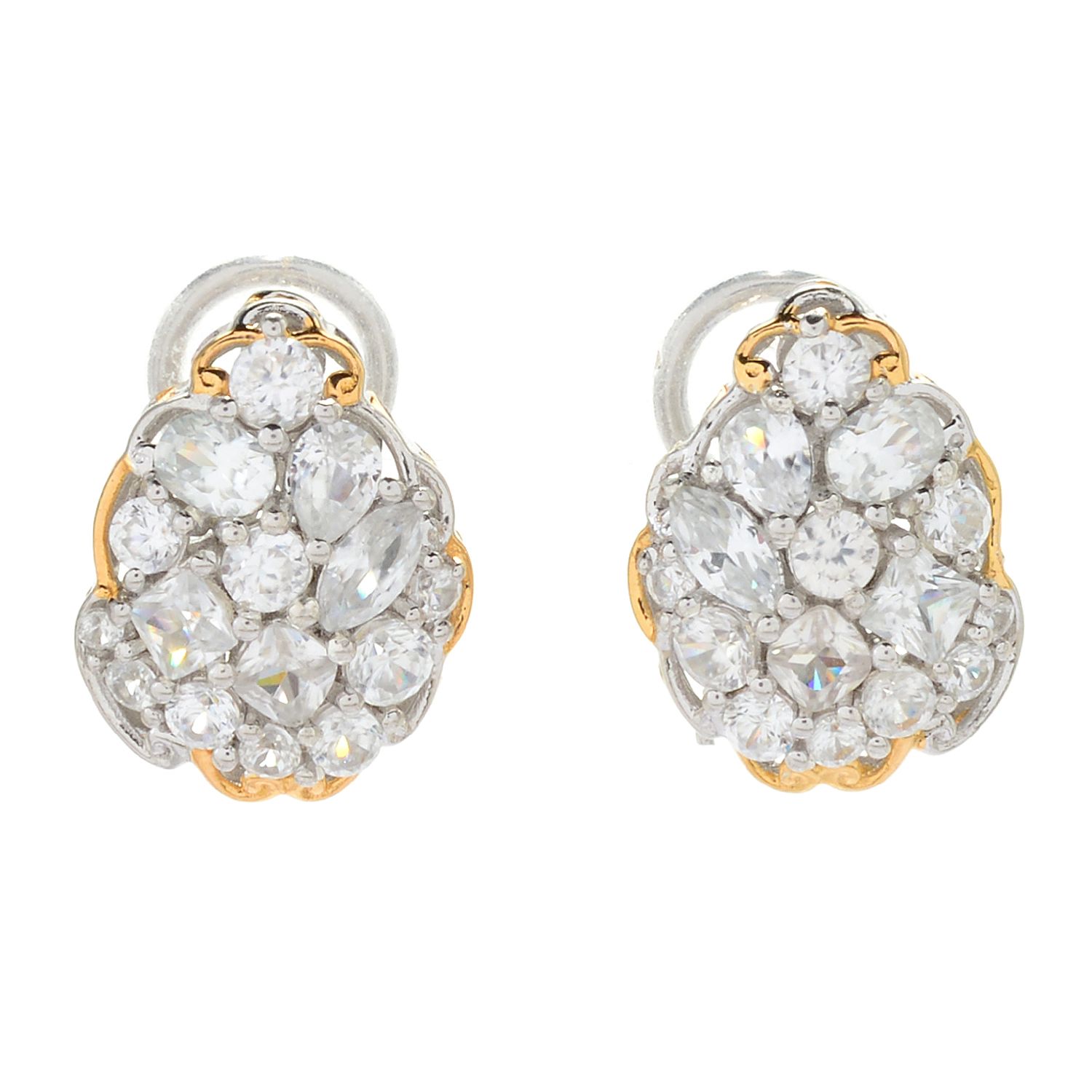 Gems en Vogue 3.44ctw Multi Shape White Zircon Cluster Ring