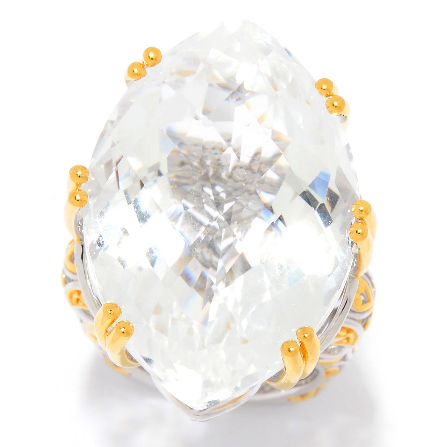 Gems en Vogue "Cento Facet\" Choice of Shape White Quartz Ring