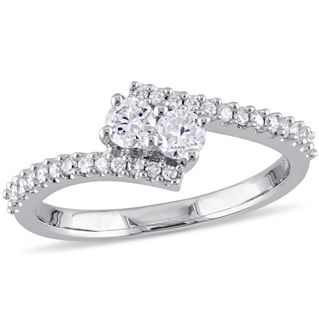 Julianna B 14k White Gold 0 49ct Round Cut Diamond Bypass Ring
