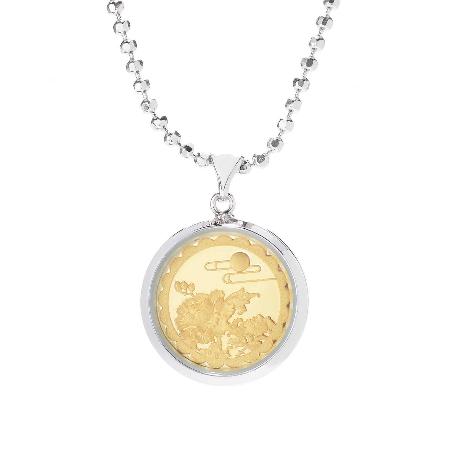 Lambert Cheng 24K Gold Polished & Multi Diamond Cut Pendant, 2.0 grams